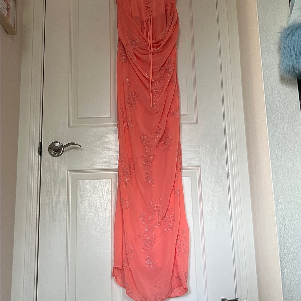 House of CB Carmella Coral Embellished Hand Beaded Dress - Picture 8 of 10